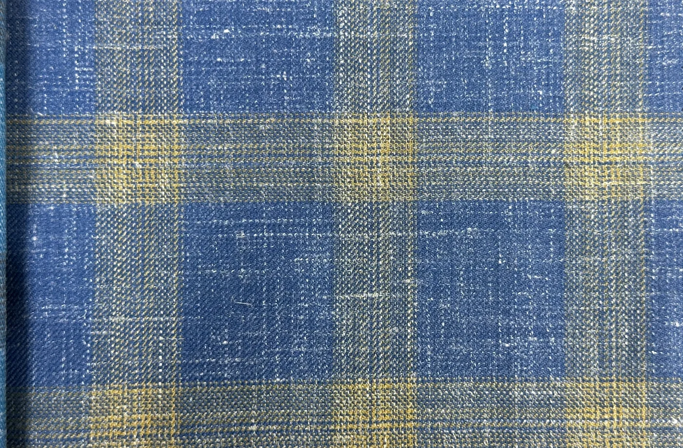 Sergio Benetti 29980 -210 Blue w/ Olive Windowpane fabric swatch
